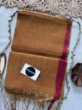 Indupriyaa Mustard Gold Marun Border Handloom Tissue Cotton Saree